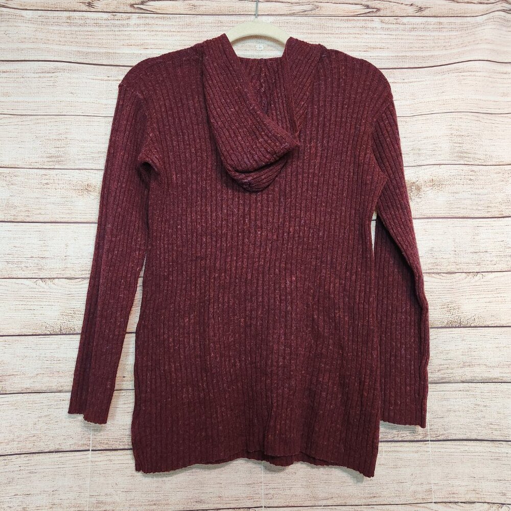 Free People Purple Ribbed Hooded Quarter Zip Wool Blend Sweater Top Size Medium - Picture 12 of 16